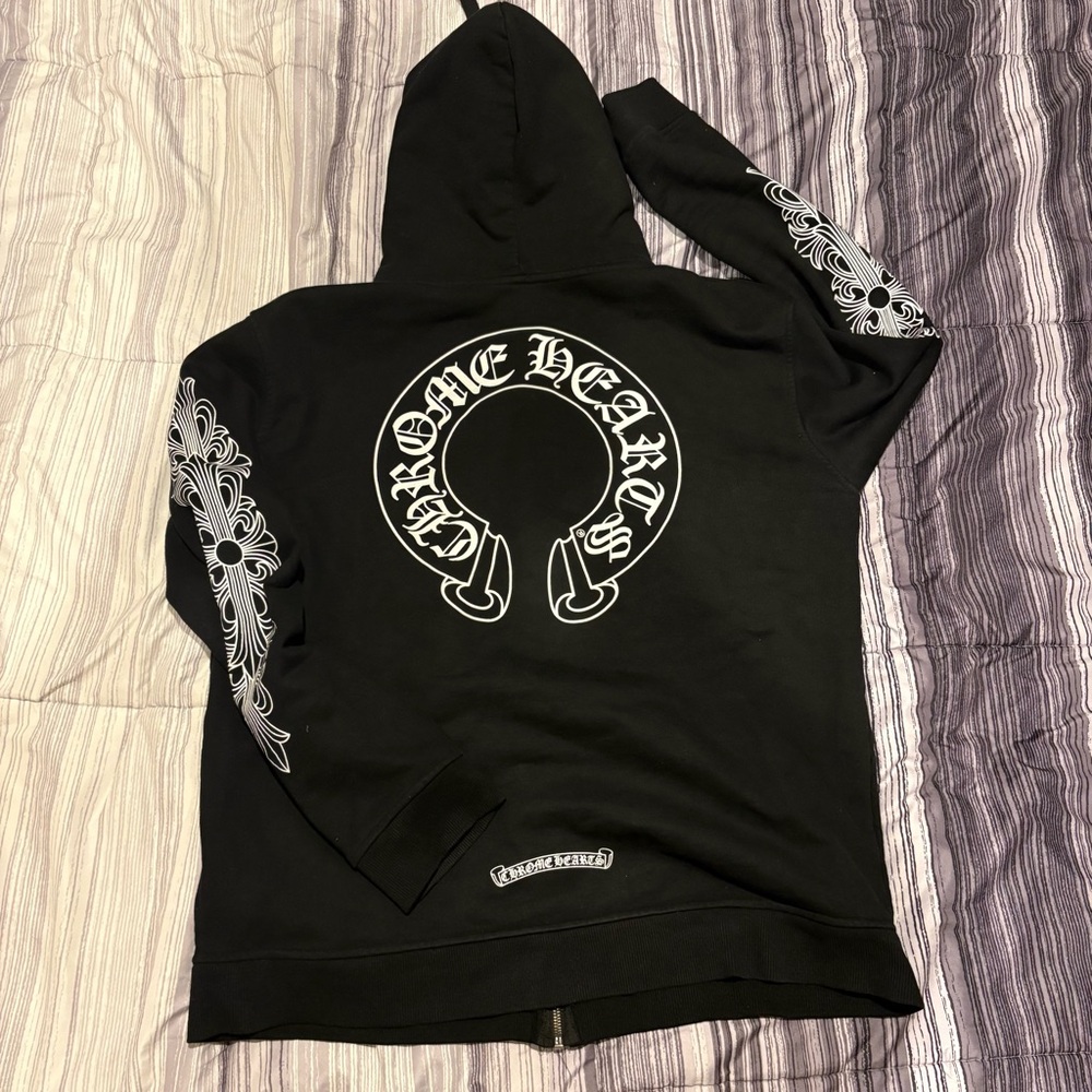 Chrome Hearts Black Hoodie with Silver Accents